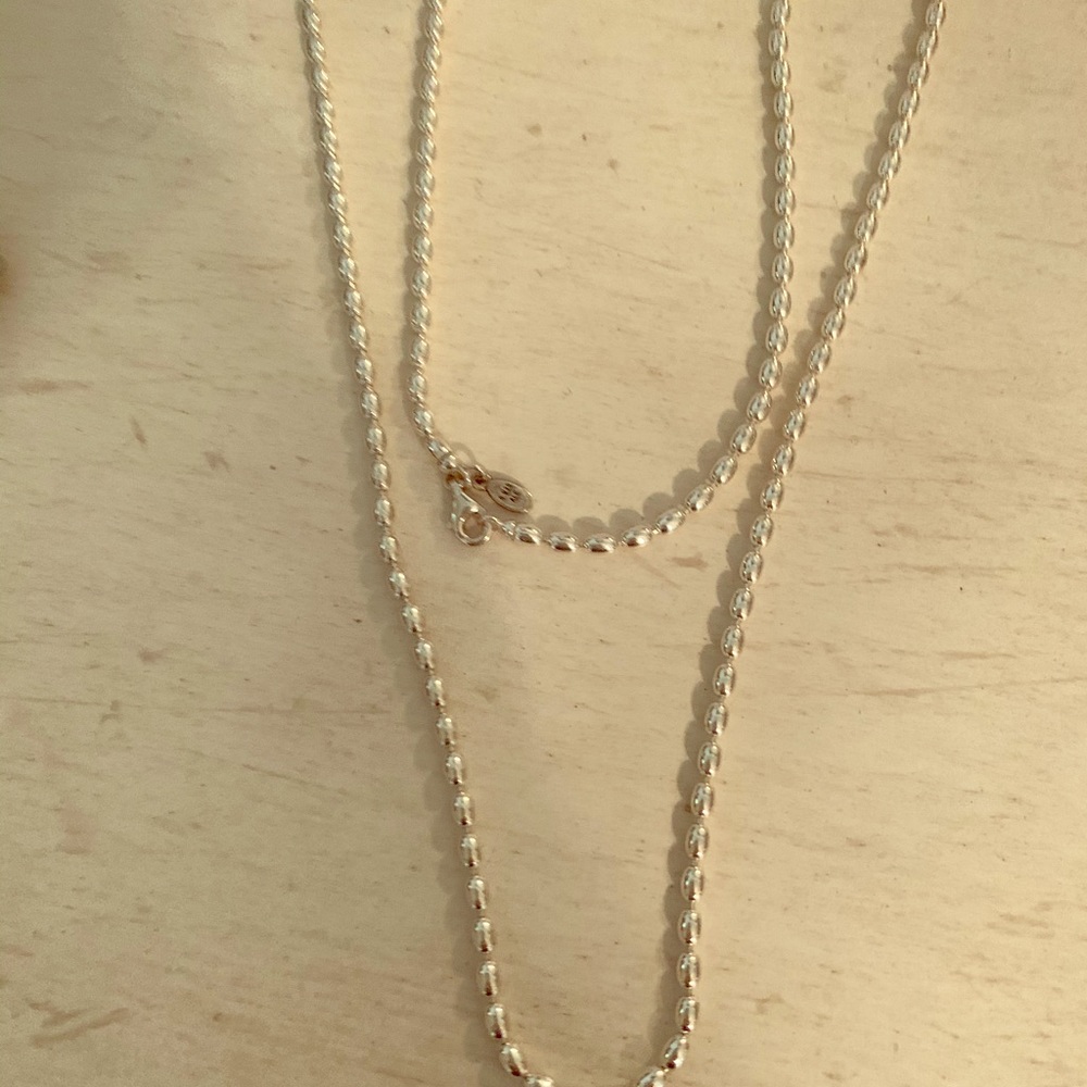 Silver Pandora long pebble chain